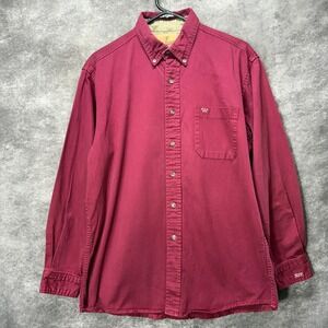 King Ranch Canvas Button Down Shirt Mens L Dark Red Ranch Work Wear Western